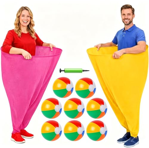AIZHAZHA Granny Pants Yard Game, Super Giant Pants Set Outdoor Games for Adults, Funny Catching Ball Game with 8 Balls 2 Pants, Garden Lawn Tossing Games for Family Reunion Birthday Party Sports Day