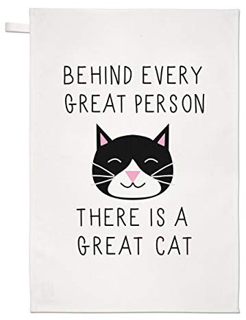 Behing Every Great Person Ist eine Großartige Katze Geschirrtuch Spüllappen