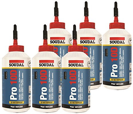 Sparset 6x 750ml Soudal Holzleim Pro 10D -> lösemittelfreier Kleber auf PVAC-Basis speziell für den Innenbereich