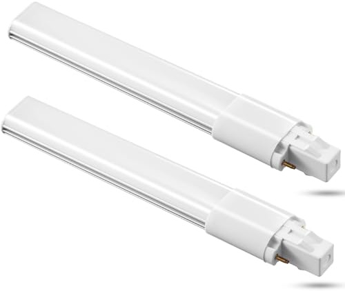 HengBO GX23 LED Bulb, 6W PL Horizontal Lamp, 13W CFL Bulb Equivalent, 180° Beam Angle, 6000K Daylight Recessed Down Light Bulb (Remove/Bypass The Ballast) – 2 Pack