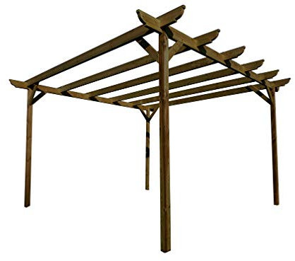 Wooden garden pergola kit - Corbel design rafters (2.4m x 3m 4 posts, Rustic Brown)