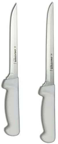 Dexter-Russell 7 and 8 Fillet Knife w/Polypropylene White Handle,Boning Knife, Flexible Fillet Knives for Meat Fish Poultry Chicken,bundle