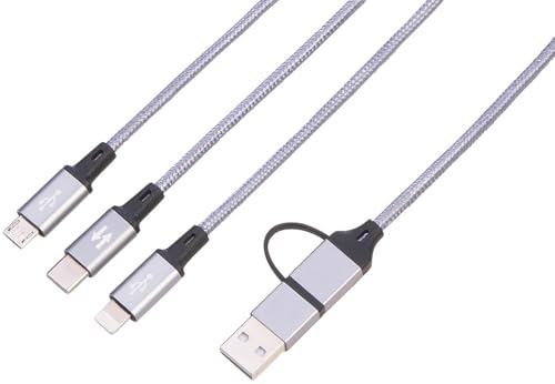 Callstel Ladekabel: 6in1-Schnellladekabel USB-A/C zu USB-C/Micro-USB/Lightning, 120cm, 3A (3 in 1 USB Kabel, Ladekabel mit 3 Anschlüssen, Handy Stecker Typen)