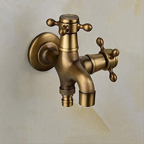 Ottone Totale Di Alta Qualità Spazzolato Doppio Rubinetto Lavatrice Rubinetto Angolo Bagno Rubinetto Miscelatore Esterno Da Giardino A