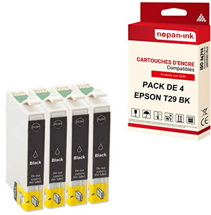 NOPAN-INK - x4 Cartouches Compatible pour Epson T2991 XL T2991XL Noir (Fraise) Epson Expression Home XP-235 XP-240 Series XP-245 XP-247 XP-250 S