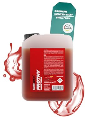 OneWax® Frothy Premium Snow Foam 750ml Schaumstarkes Auto Shampoo pH neutral - hohe Reinigungskraft - Stark Schäumend - Erdbeer Duft (1 STK) (5 Liter Kanister)