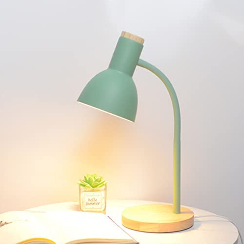 SXYSXYSXY Schreibtischlampe Nordic Modern Tischlampe Schlafzimmer Nachttischlampe Leselampe Holz Design Tischleuchte Kinder Büro Augenschutz Verstellbare Metall Nachtlampe E27*1,Grün