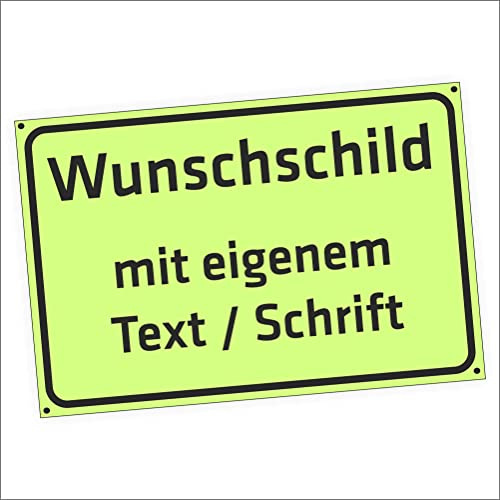 INDIGOS UG - Schilder selbst gestalten - hellgrün - Aluverbundplatte 12 Größen - 30x20-200x100cm - Schild personalisiert mit Text - Schrift - für Garage, Hotel, Parkplatz, Schule, Carport, Firma