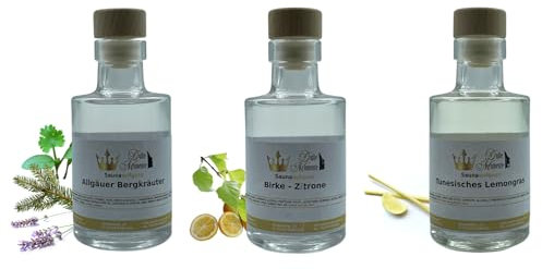 Dufte Momente | Saunaduft Konzentrat Allgäuer Bergkräuter, Birke-Zitrone, Tunesisches Lemongras | 3 x 100ml in Glasflasche mit Korkmündung | ätherische Öle | vegan, ohne Tierversuche