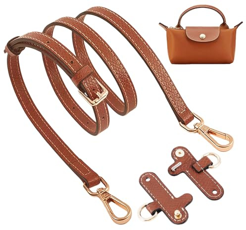 Chispee Taschengurt für Longchamp Mini Bag Crossbody Modifikation Tasche Gürtel Zubehör Schultergurt Tasche Transformation Set, Braun, Gold, 6.5cm*1.5cm