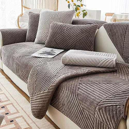 Racib Sofa Überzug Samt Ecksofa L Form, Sofabezug Sofabezug rutschfest Plüsch, Couch Überzug u Form Sofaüberwurf rutschfest, Sofaschoner Hund Sofadecken Für Sitzfläche,8-90x160cm