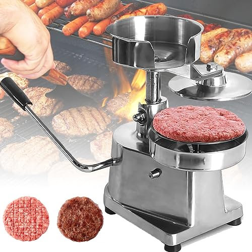 LINTAIZUO Hamburger Patty Maker Burger Press for Hamburgers, Stainless-Steel Manual Forming Machine for Personal and Commercial Foods, Heavy Duty Processor, with 500 Greaseproof Papers,150mm