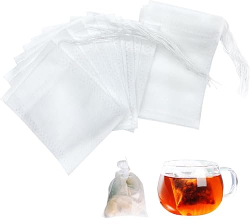 Czwander 300 Stück Teefilter für Losen Tee,7 X 9cm Teebeutel Einweg mit Kordelzug,Teefilter für Losen Tee,Teefilter,Teebeutel für Losen Tee,Bags für Duftender,Gewürze,Vanille,Lavendel,Kaffee