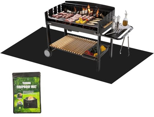 Base Ignífuga, Estera Ignífuga 100 * 150 cm, Alfombra Ignifuga, Alfombrilla Ignífuga Protectora, para Parrillas, Chimeneas, Pisos, Césped y Camping (Negro)