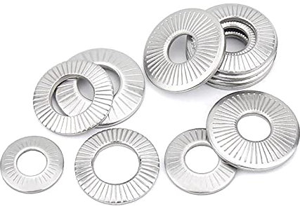 Rondelle di bloccaggio divise, 2-50 pezzi Rondella di bloccaggio dentellata a molla a disco in acciaio inossidabile M3-M16 Guarnizione elastica zigrinata conica, M16(2 pezzi) (Color : As Show, Size