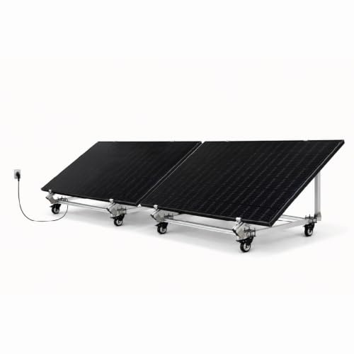 Kit Solaire Autonome Connecté KATEZER avec Roulettes - Prêt à Brancher - Panneau Bifacial - Installation Sans Travaux - Suivi de Production - Pose Sol, Mur ou Balcon (KIT DOUBLE 840W)