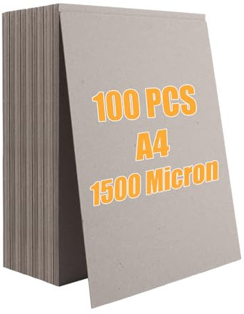 DAJAVE 100 Sheests A4 Greyboard 1500 Micron Chipboard Sheets Grey Mount Board Thick Cardboard Sheets for Model Making