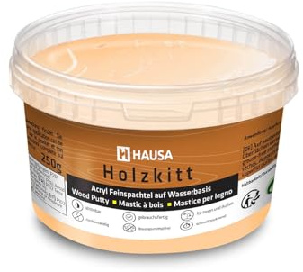HAUSA Holzkitt 250 g Lärche Holzspachtelmasse, Kitt für Holz, Holzspachtel/Füllmasse zum Reparieren von Holzschäden gebrauchsfertig ausgezeichnete Füllkraft schnelltrocknend rissbeständig
