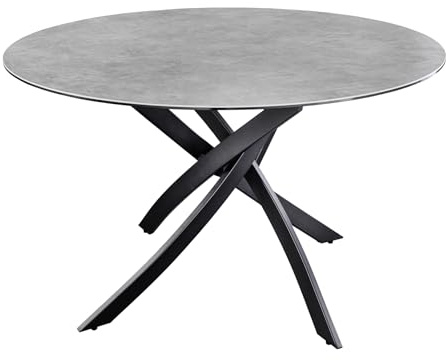 Esstisch ALPINE 120cm - anthrazit schwarz - Keramik - Schwarze Sterngestell | 4 Sitzplätze, hochwertig, höhenverstellbare Füße, stabile Konstruktion, 60 kg Belastbarkeit, Design-Highlight, Metallgestell