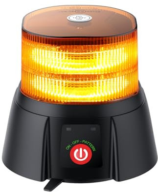 EYPINS Rundumleuchte akku, 12 Blitzmuster Warnleuchte 72 Led Orange Warnlicht Magnet Blinkleuchte Strobe Beacon Light 12V/24V mit Autoladekabel ür Auto LKW KFZ Truck Traktor Lieferwagen| E9 IP65