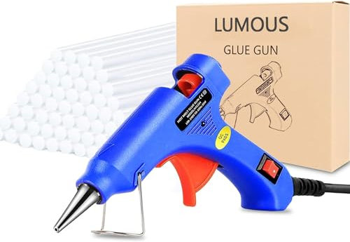 SALARA Hot Glue Gun 20W, UK Plug Mini Heats Up Glue Gun for Crafts, Hobby, Home Repairs, Fabric, Wood, Glass, Card, ON-Off Switch for DIY Arts (20 WATTS - Blue)