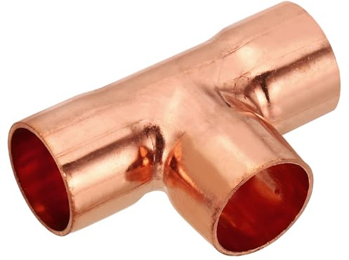 PATIKIL 18mm ID 1mm dicke T-Stück Kupferfittings Kupfer Lötfitting Kupferarmatur, 1 Stück 99,9% reines Kupferrohrfitting mit kurzem Radius und Schweißlötverbindung