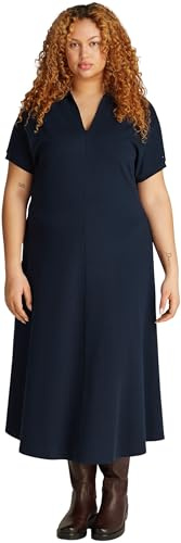 Tommy Hilfiger Donna Abito a Polo Lyocell Lunghezza Midi, Blu (Dark Night Navy), 52