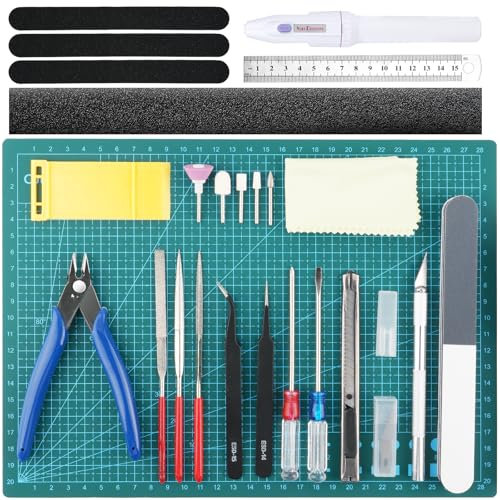 HOTUT Outils de Modélisme, 33 Pièces Modeleur Basic Outils Craft Set, Ensemble d'outils de Fabrication de Modèles, Modèle Outils de Loisirs Kit pour L'assemblage, Construction, Réparation de Modèles