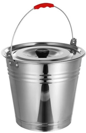 Fenteer Secchio in Acciaio Inox con Coperchio Secchiello per Ghiaccio Barile per Acqua Contenitore per liquidi per Barbecue, 34cm 16l