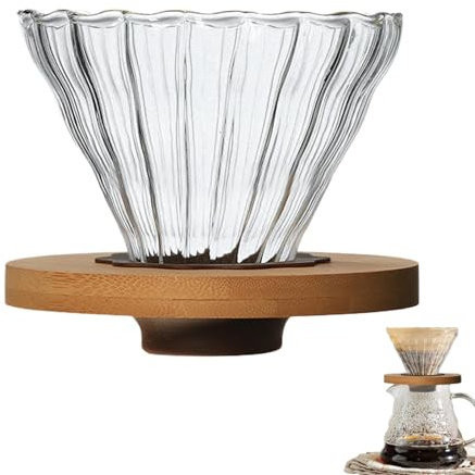 Dripper de café | Cono de vidrio transparente para verter sobre café con soporte | Embudo de café, verter una sola taza, taza de filtro de café hecha a mano para los amantes del café, herramienta de