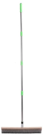 Balai en Fil d'acier Inoxydable avec Manche Télescopique, Brosse à Récurer Coudée à 45 Degrés, Brosse à Récurer pour Sol Extérieur, pour Nettoyer la Mousse, Le Jardin, Le Garage