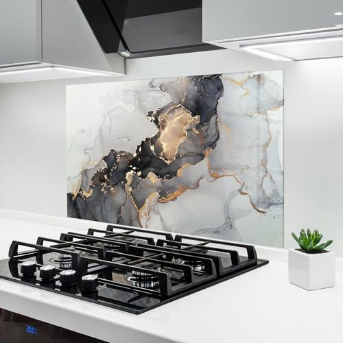 ARTHUB® Küchenrückwand aus Glas 60x100 cm, 4mm ESG | Spritzschutz, Glasplatte, Herdspritzschutz, Wandschutz für Herd, Hartglas, Abstrakte, Marmor, Marble Shades