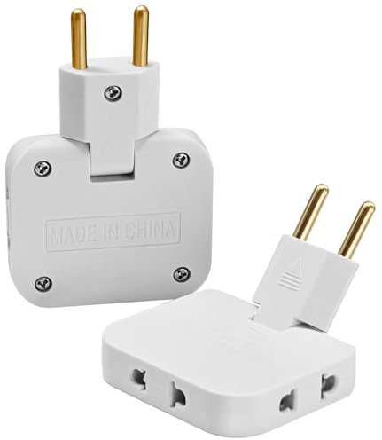 Momowin 2 Pcs US à L'Europe Multiprise Plate, 180 ° Rotatable Multiprise Extra Plate, 3 en 1 Flat Multiprise Socket pour Voyage et Usage Domestique