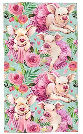 Gästetuch Süße Rosa Schweineblume Badetücher Schnell Trocknend Sporthandtuch Strapazierfähig Gästetücher Für Damen Männer Hotel 40X70Cm