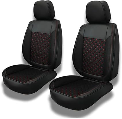 Autositzbezüge kompatibel mit VW Golf 4 1997-2006 Passgenau - 13-delige Set | Kunstleder | Schwarz mit roter Naht | Vorder- und Rücksitze - CLS102
