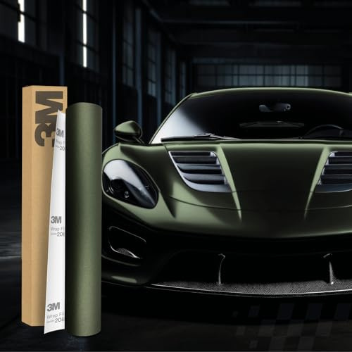 3M 2080 Car Wrapping Folie Selbstklebende Autofolie für Auto Motorrad Boot 3D Lackschutzfolie mit Luftkanälen zum Folieren (M206 Matte Pine Green Metallic, 50 x 152cm)