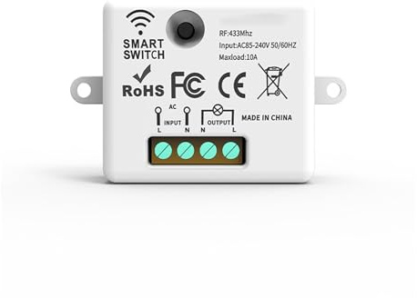 Kit Interruttore Luce Smart WiFi – Ricevitore + Interruttore Wireless, Controllo Remoto Intelligente compatibile con App Tuya e Google Home/Alexa (1 Ricevitore)