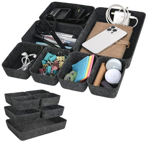 XCDMJ 7 Stück Schubladen Organizer Filz, Stapelbare Filz-Aufbewahrungsboxen, Schubladen Ordnungssystem Aufbewahrungsbox, Flexible Filzbox Für Schreibtisch, Schminktisch, Nachttisch, Schrank