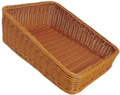Milageto Tejida de imitación de ratán, Bandeja para Servir, Expositor de Frutas, Cesta organizadora para almacenar Alimentos, para Fiestas, Inclinación Vertical