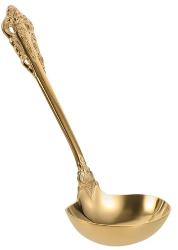 COLLBATH Louche Acier Inoxydable Doré Cuillère à Soupe Ergonomique Résistante Rouille Ustensile de Cuisine Pratique pour Servir Design Élégant pour Table
