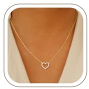 Turandoss Collier en forme de cœur pour femme, plaqué or 14 carats, petit cœur exquis, pendentif collier, bijoux en or, cadeau, cadeau d'anniversaire pour femme, petite amie, 46.3 cm, Résine