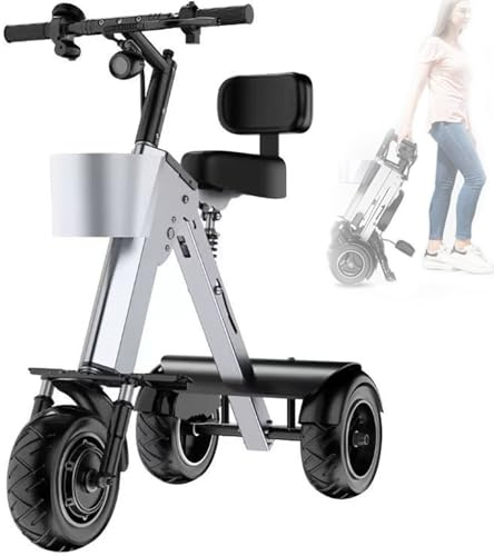 UIBAO Triciclo Electrico Adulto Triciclo Plegable,Batería Extraíble De 36V/10A,Motor 450 W,Cesta Delantera,Velocidad Ajustable para Adultos Y Ancianos