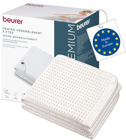 Beurer UB 101 Scaldaletto per materasso singolo 198 × 92 cm, 2 zone di riscaldamento diverse, 9 livelli di temperatura, spegnimento automatico, modalità ECO, lavabile in lavatrice