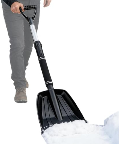Qkbuza Pala da neve per, pala ergonomica di grande volume, pala da neve lunga come strumento di spinta, per la rimozione del e la pulizia di vialetti, ingressi, passerelle, terrazze,