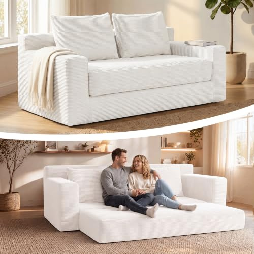 GRAVFORCR Schlafsofa klappbar Boneless Couch 188cm Beige