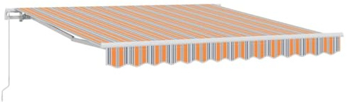 KUPTYERFG Auvent à bras articulés - 350 x 250 cm - Rétractable manuellement - En polyester - Rayé - Pour terrasse et jardin - Protection solaire - Pour l'extérieur