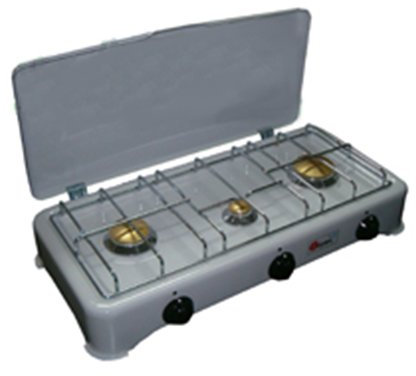 Easyricambi FORNELLO Cucina da Campeggio 3 FUOCHI Gas METANO Coperchio 30x60 Parker 5327MET