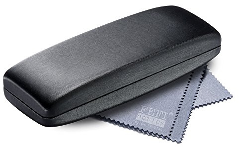 FEFI Hardcase Brillenetui in Seiden-Optik - Größe M (schwarz)