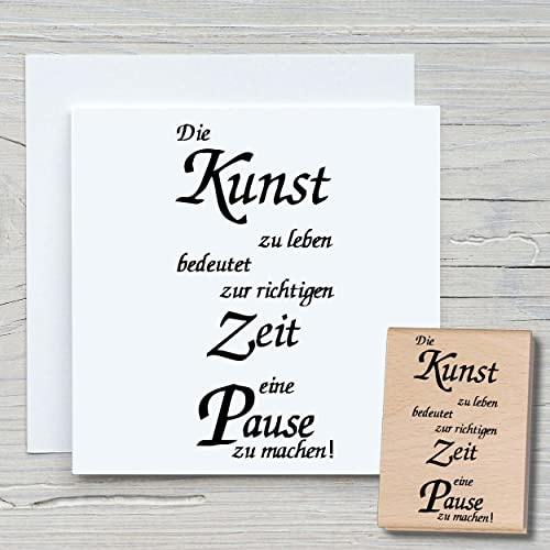 NEWSTAMPS Stempel Die Kunst zu leben Motivstempel groß aus Holz & Gummi zum Karten basteln, Holzstempel, Sprüche, Spruchstempel, Textstempel, Schrift, Scrapbook, Textilstempel, Deko