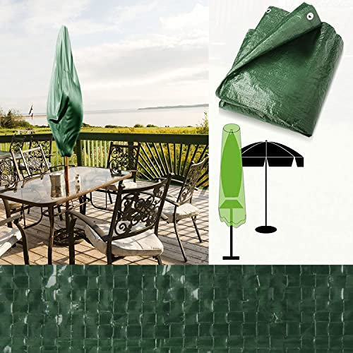 Floordirekt Schutzhülle für Sonnenschirm XL | Abdeckung | Wetterfest & UV-beständig | Stabile Metallösen zur Befestigung | Grün (64 x 250 cm)